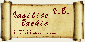 Vasilije Backić vizit kartica